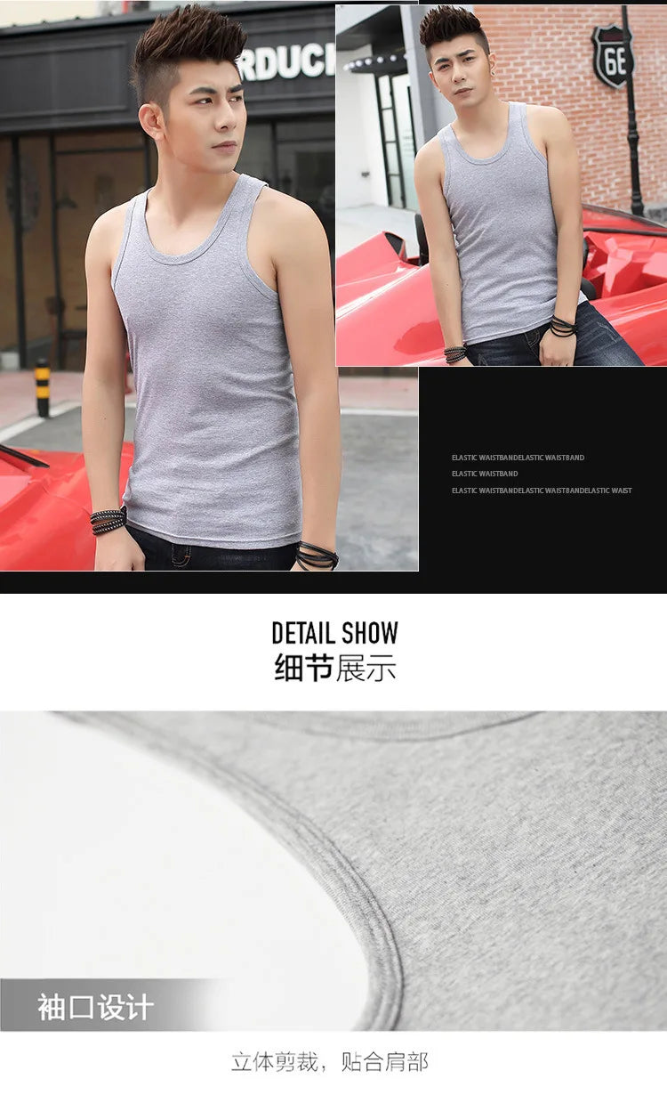 8 Pcs Cotton Mens Sleeveless Tank Top Solid Muscle Vest Men Undershirts O-neck Gymclothing Tees Tops Body Hombre Men Clothing