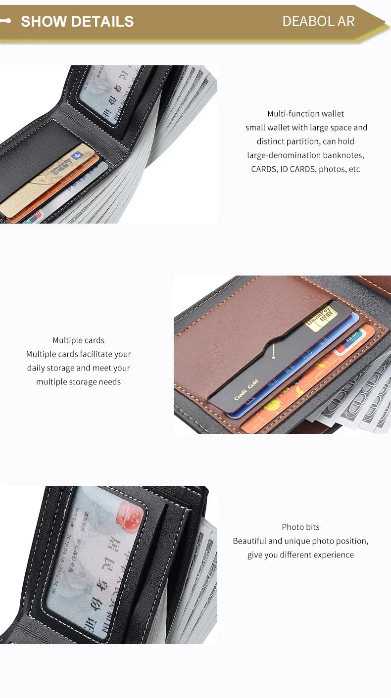 New Pu Leather Men Short Wallet Thin Style Folding Young Men Credit Card Holder Wallet Men Multi-slot Newly Designed Purses