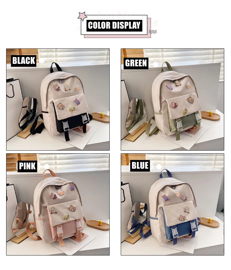 New Female Backpacks Women Cartoon High Capacity Nylon Waterproof College Backpack Trendy Women Laptop Girl Travel School Bags