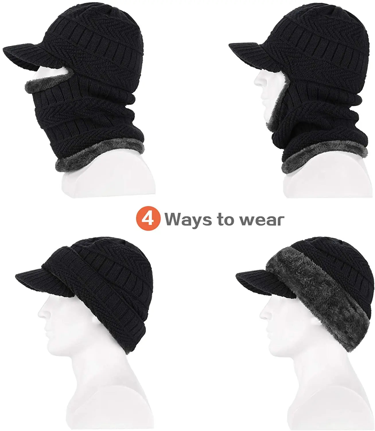 Winter Hat for Men Skullies Beanies Hats Winter Beanies for Men Women Wool Scarf Cap Balaclava Mask Bonnet Knitted Hat for Women