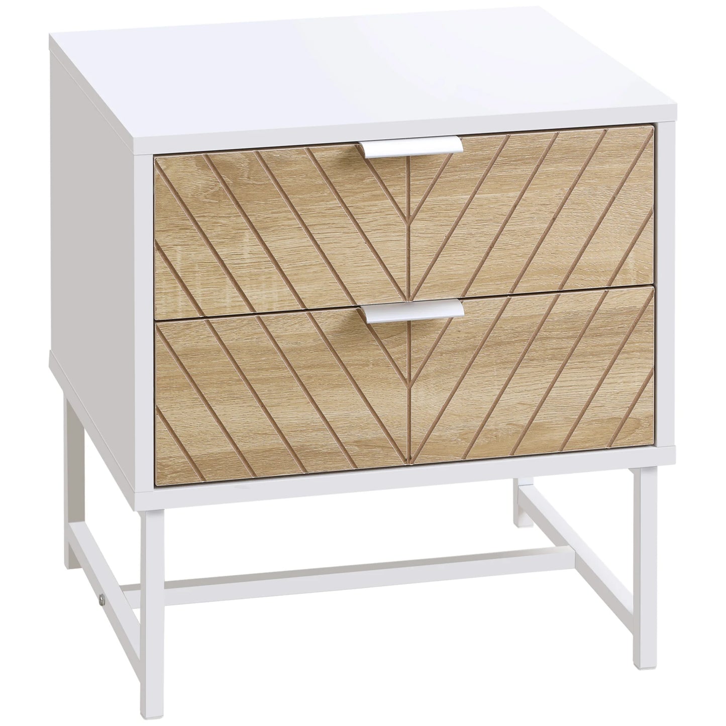 HOMCOM bedside table with 2 drawers and steel legs for living room 45x39x48 cm