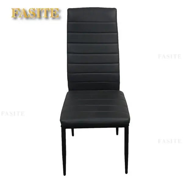 Dining Table Chairs Set Include 1 2-Layer Square Tempered Glass Dining Table + 4 Elegant High Backrest Dining Chairs Black