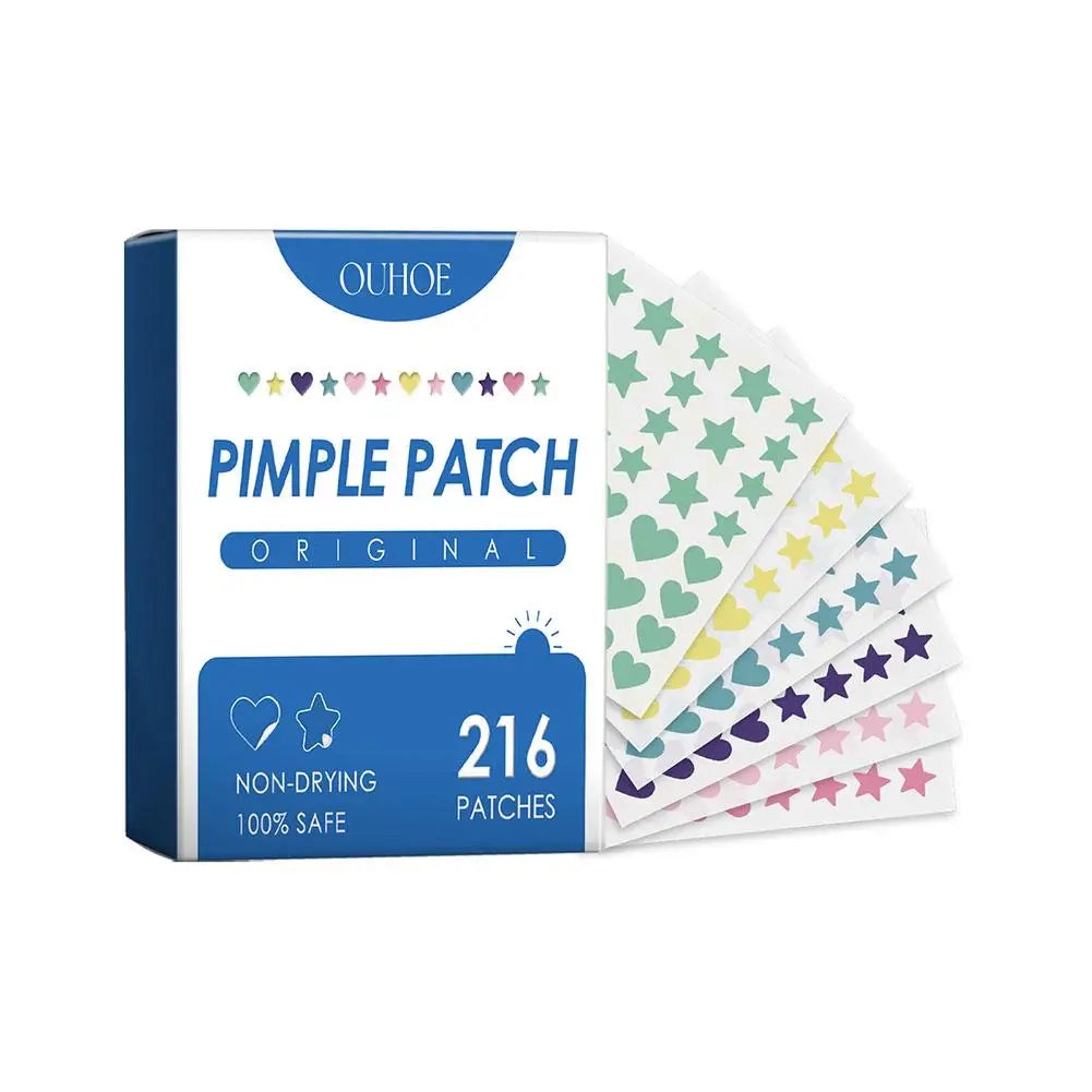 Lot de 216 patchs anti-acné en forme d'étoile, autocollants colorés invisibles pour éliminer l'acné, soins de la peau, anti-cernes, patch de maquillage de beauté