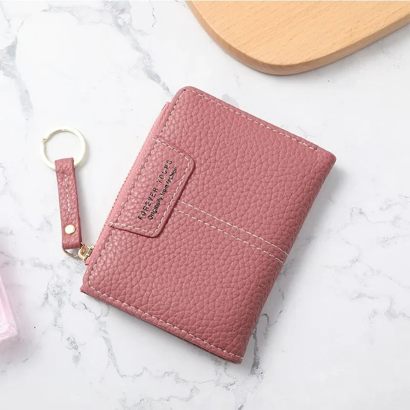 New Yellow Women Wallet Soft PU Leather Female Purse Mini Hasp Card Holder Coin Short Wallets Slim Small Purse Zipper Keychain