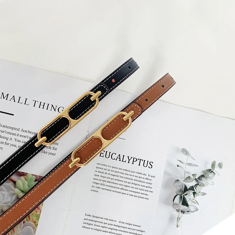 Casual Basic Porous Adjustable Double Sided Use Thin Belts For Women