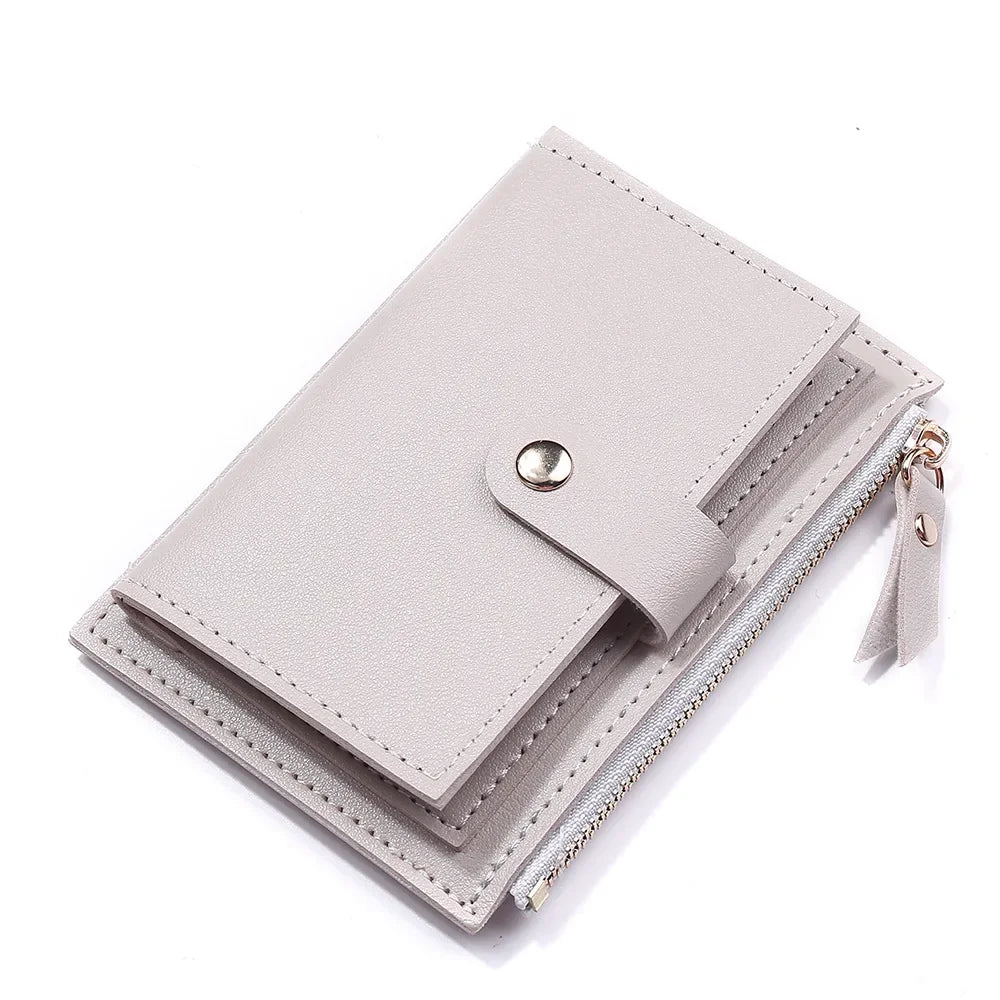 Women Fashion Small Wallet Purse Solid Color PU Leather Mini Coin Purse Wallet Credit Card Holder Bags Zipper Coin Purse