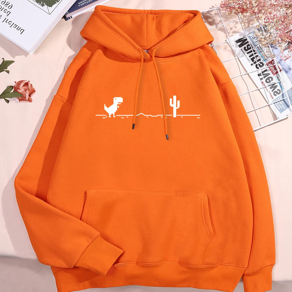 Sweat à capuche pour homme et femme, motif petit dinosaure, dysfonctionnement du réseau, nouveau, épais, mignon, avec poche, automne, chaud, col rond