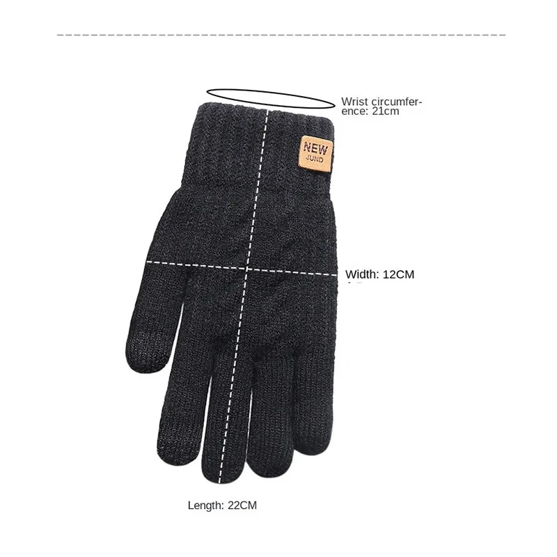 Men Knitted Thick Thermal Full Finger Gloves Women Men Fashion Winter Outdoor Warm Wool Driving  Gloves Touchscreen Mittens