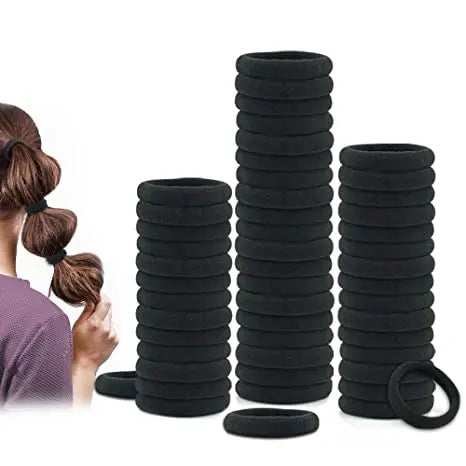 50pcs High Elastic Black Cloth Hair Bands for Women Girls Hairband Rubber Band Hair Ties Ponytail Holder Scrunchies Accessories