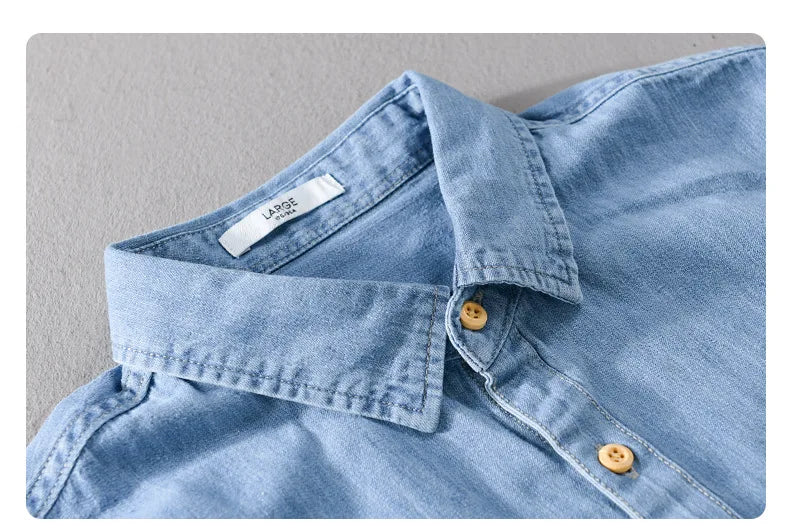 Denim Shirt for Men Summer New Short Sleeve Pure Cotton Shirt