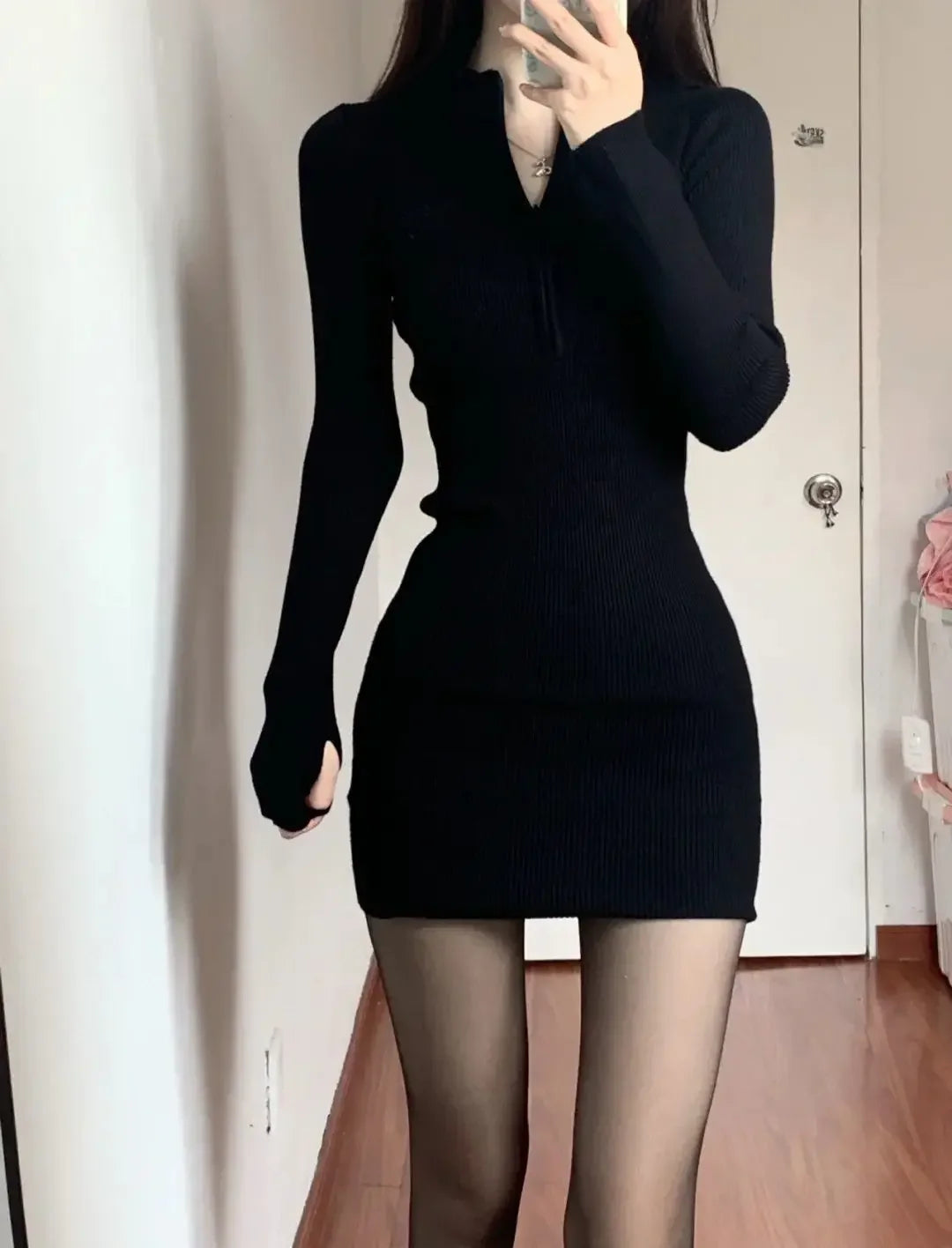 Long Sleeve Knit Dress New Arrival 2023 Women's Fashion Slim Fit Bodycon Skirt Early Autumn Perfect Match For Your Wardrobe