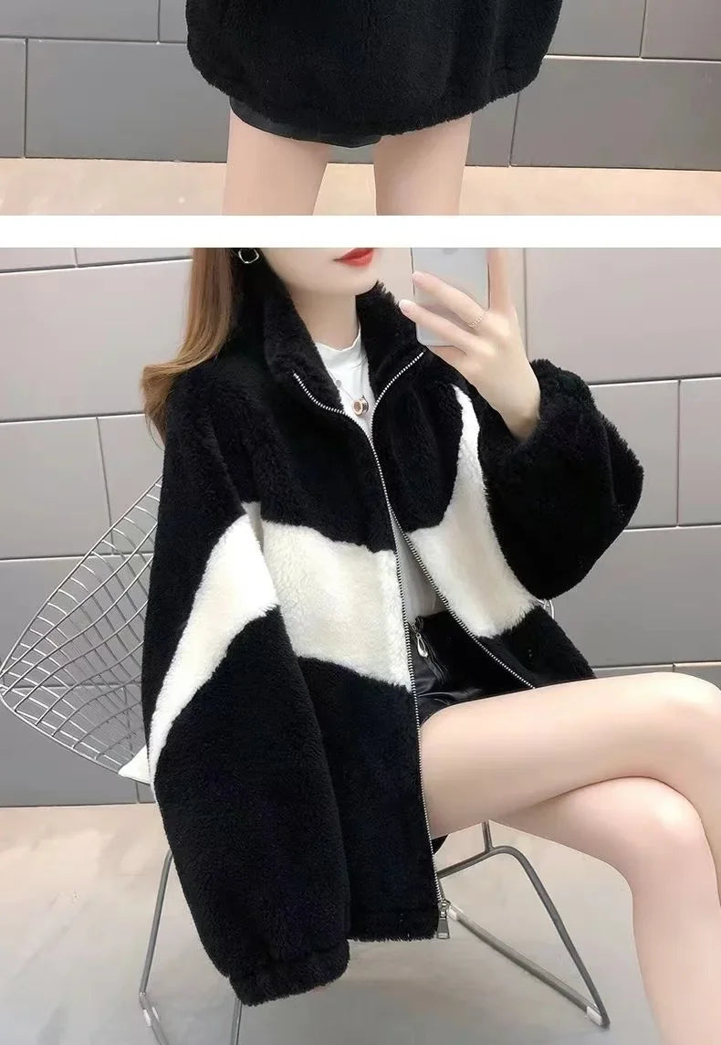 2024 Spring New Women's Thickened Stylish Double-sided Fleece Zipper Jacket Integrated Sweatshirt Long Hair Velvet Hoodies