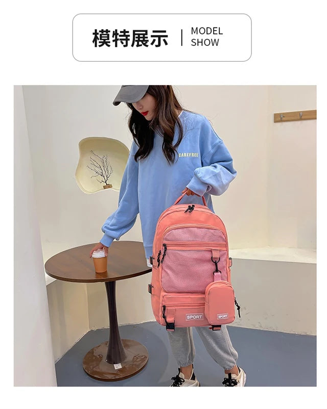 Hot Selling Solid Color Multi Kinetic Oxford Women's Backpack 2024 New Business Travel Sports High-capacity Men's Backpack