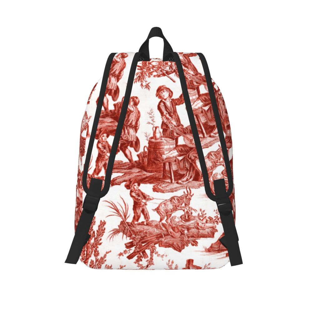 Personalized Navy Blue Toile De Jouy Canvas Backpacks Men Women Basic Bookbag for School College French Countryside Floral Bags