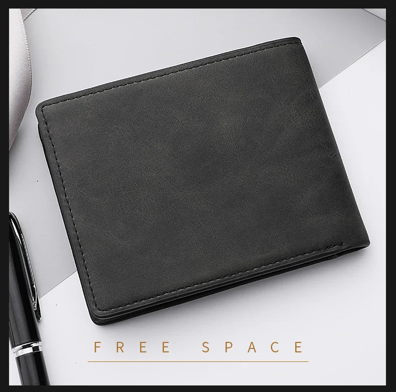 New Retro Men Leather Wallets Small Money Purses Design Dollar Price Top Men Thin Wallet With Coin Bag