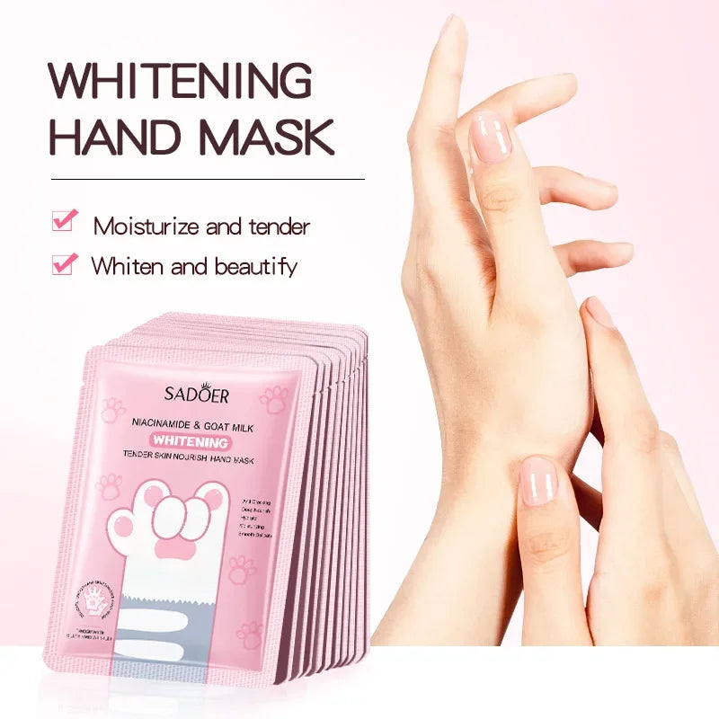 Lot de 10 paires de masques nourrissants pour les mains au lait de chèvre, masques pour les mains, hydratants, anti-rides, blanchissants, gants pour les mains, produits de soins de la peau