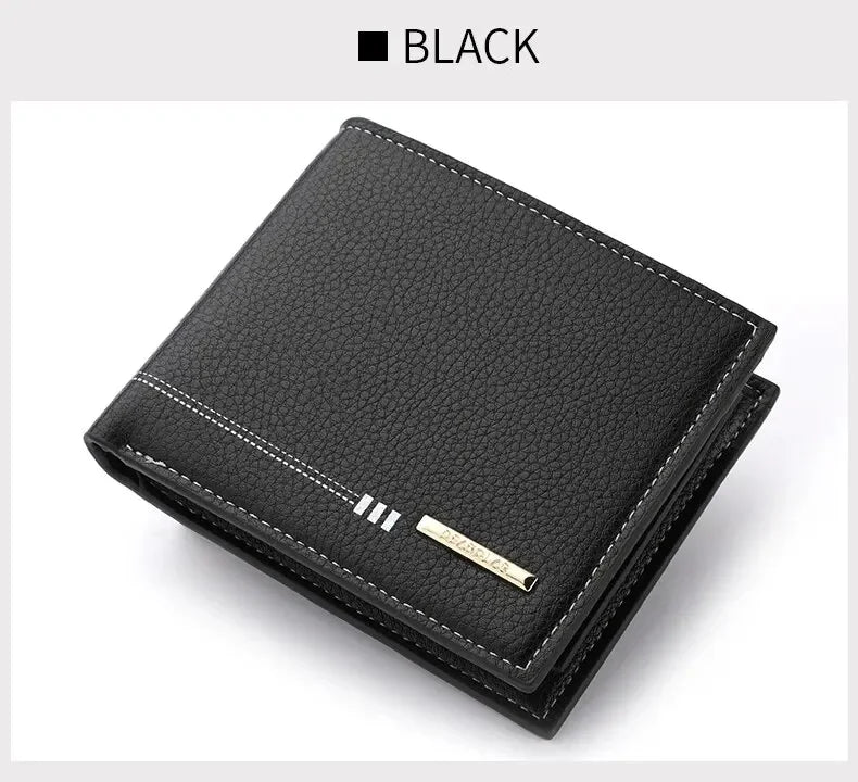 New Men's Wallet Credit Card Holder Zipper Coin Purse High-Quality Lychee Pattern Business Short Wallet for Men Business Wallet