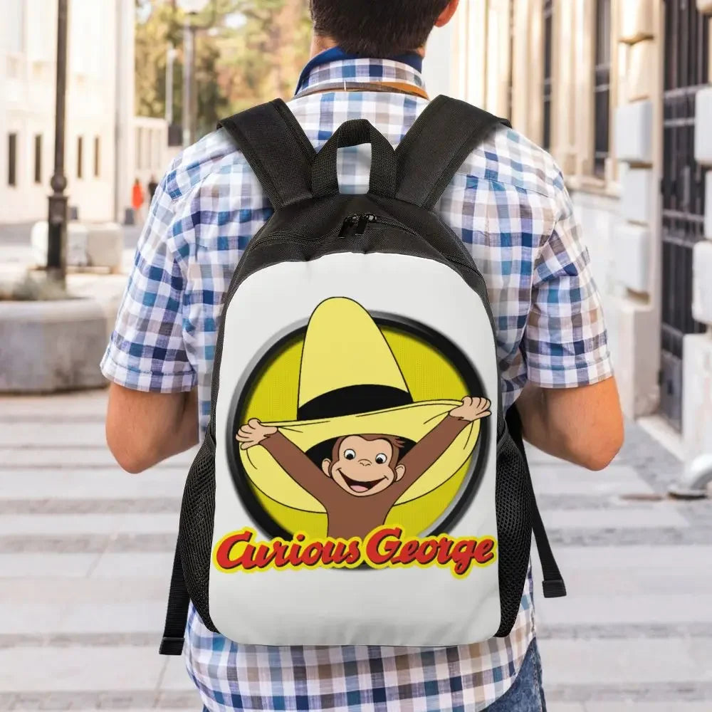 Customized Curious George Backpacks Women Men Casual Bookbag for School College Monkey Bags