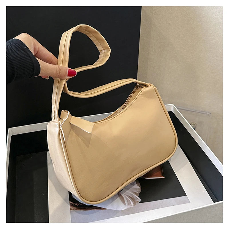 New 2024 Fashion Retro PU Leather Women Handbag Vintage Top-Handle Shoulder Bag Female Small Subaxillary Bag