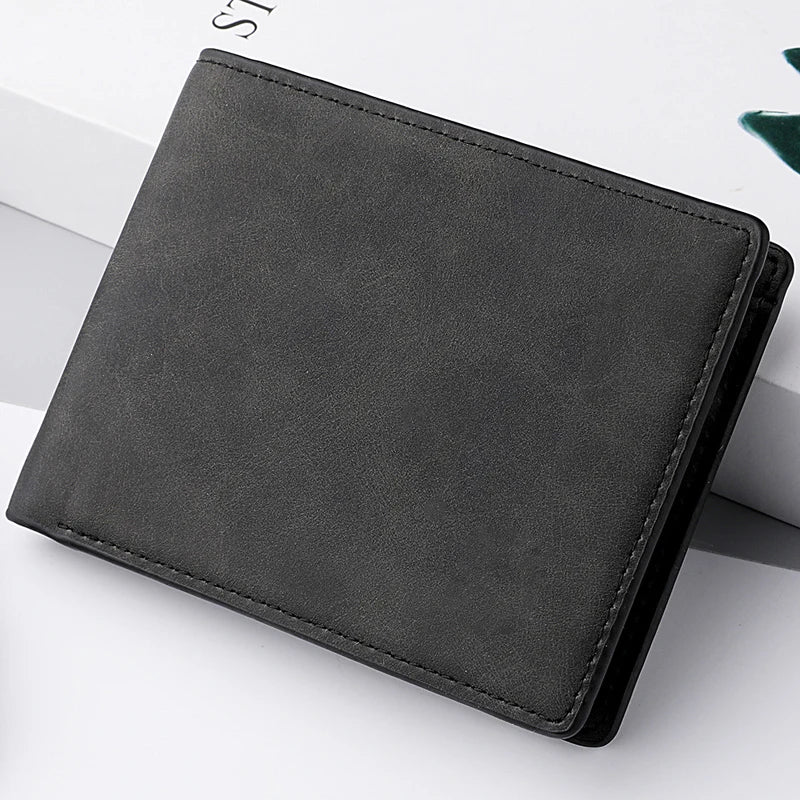 New Retro Men Leather Wallets Small Money Purses Design Dollar Price Top Men Thin Wallet With Coin Bag