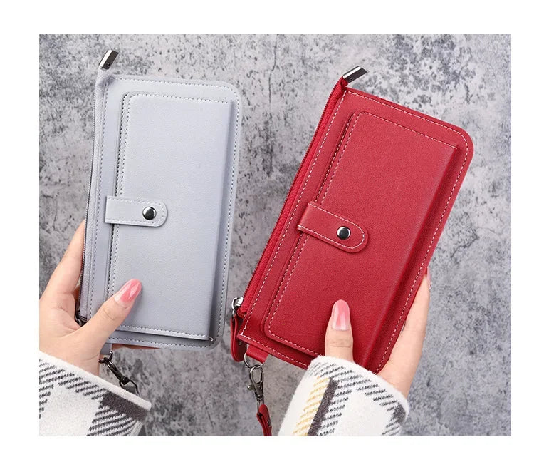 Long Zipper Wallets Coin Cluth Purses Leather Long Wallets Women's Luxury Female Wallet Mini Credit Card Holder Money Bag