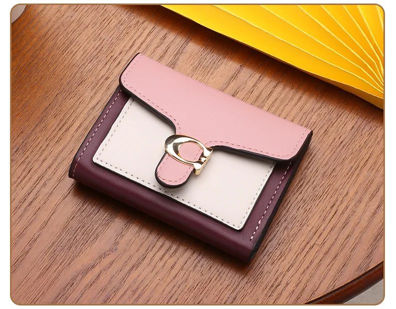 PU Leather Women Wallet Fashion Multi-card Three-fold Money Clip C Letter Coin Purses Women