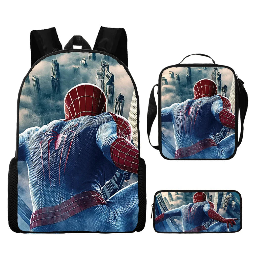 Spidermans Backpack Three Piece Set for Elementary School Students Cartoon Backpack for Boys Backpack Fashion Super-heros Style