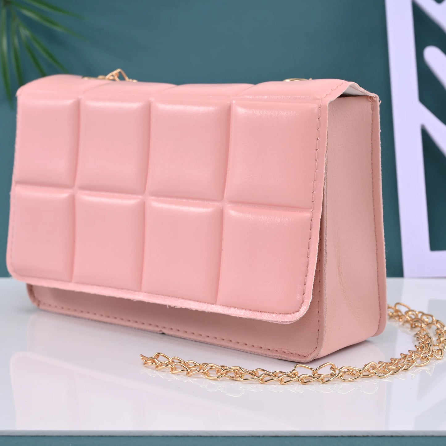 2024 New PU Leather Shoulder Bags for Women Fashion Texture Chain Rhomboid Crossbody Bags Summer Trend Handbags Phone Bag Ladies