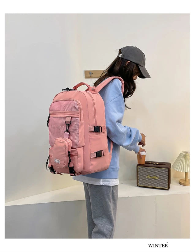 Hot Selling Solid Color Multi Kinetic Oxford Women's Backpack 2024 New Business Travel Sports High-capacity Men's Backpack