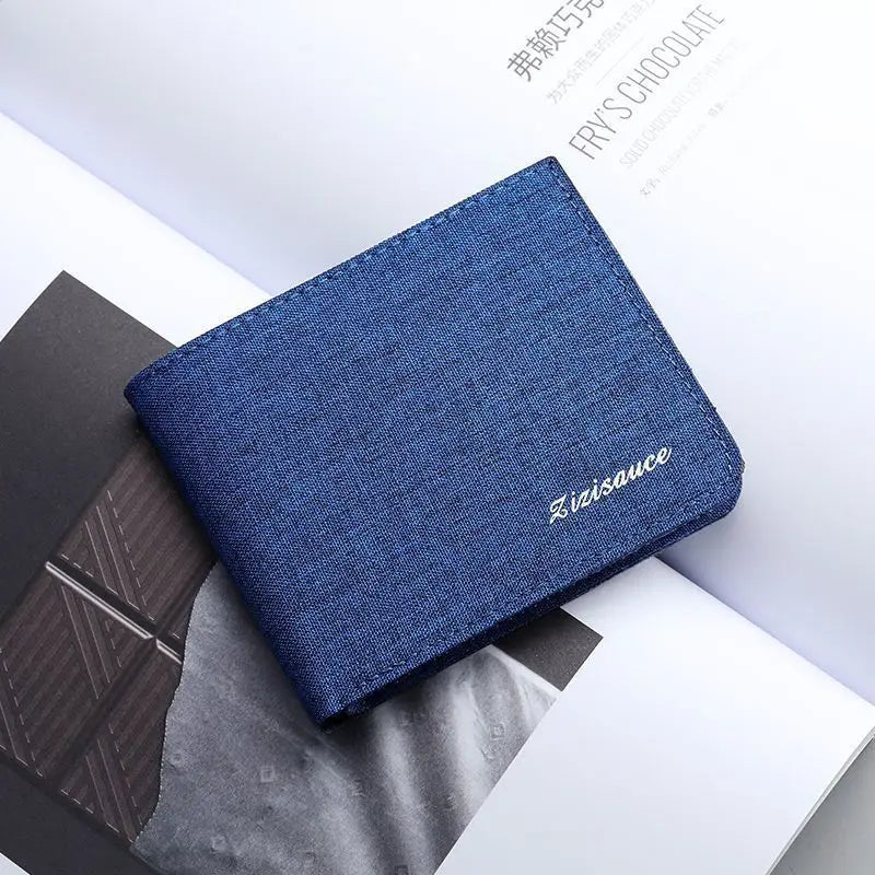 Men Short Wallet Black/Blue/Gray Card Holder Wallet Male Canvas Money Bag ID/photo/bank Holder Male Purses Credit Card Case Bag