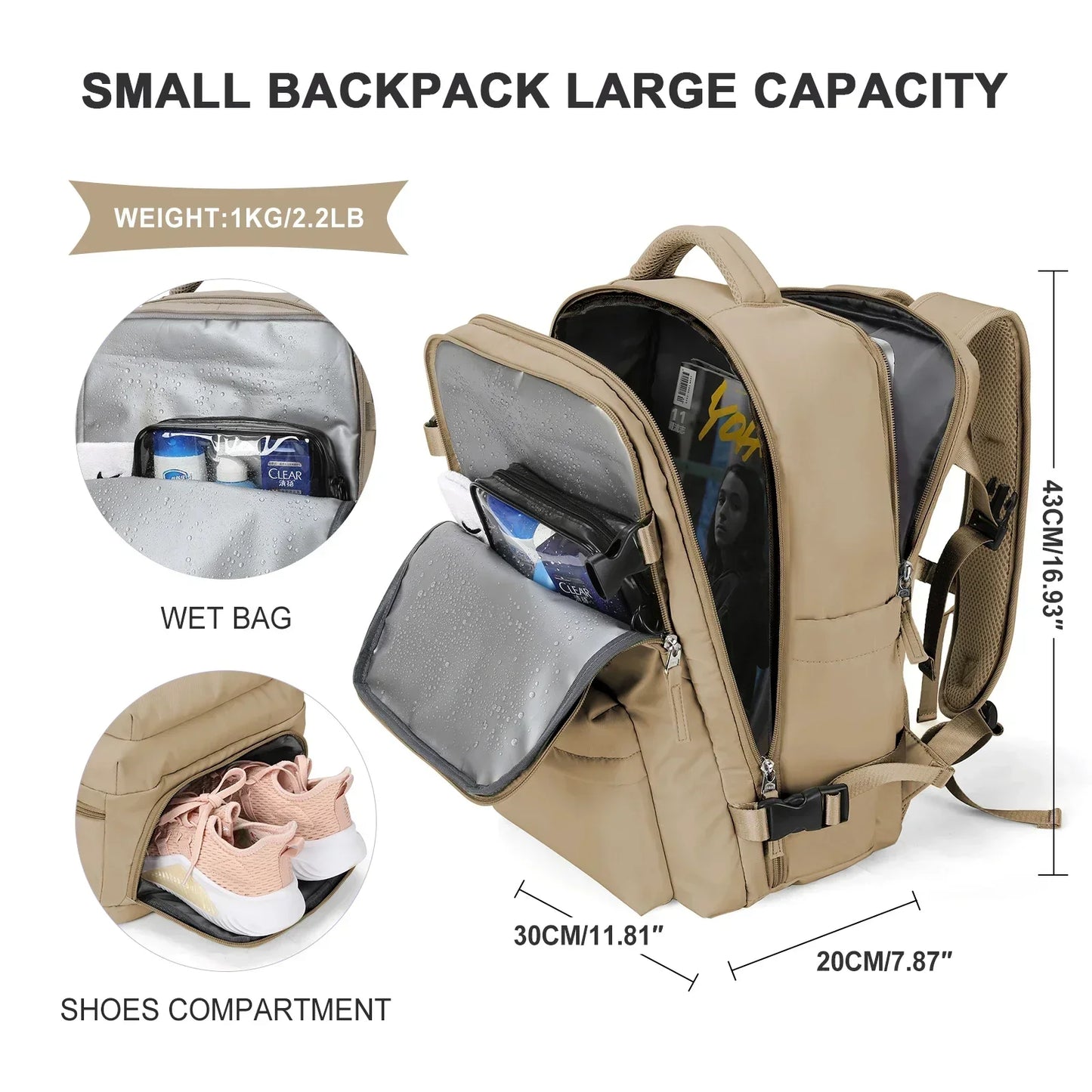 2024 New Backpack 40x30x20 Airplane Cabin Hand Luggage Laptop Backpack for Aeroplane Travel School Backpack Large Capacity Bag