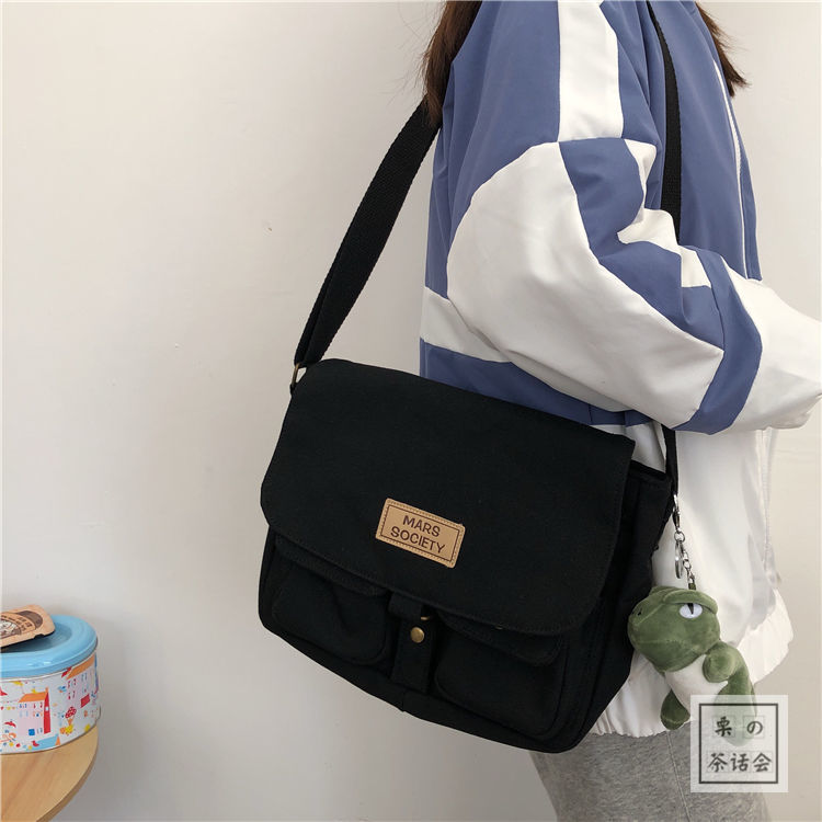 Fashion Simple Messenger Bag Women Postman Diagonal Crossbody Bag Lady Student Canvas Schoolbag Version Ladies Shoulder Bag