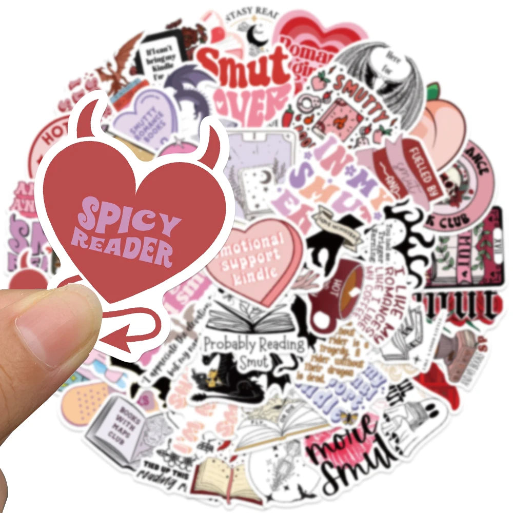 52/102PCS Pink Smutty Romance Bookish Spice Reader Dragon Girl Cartoon Sticker Aesthetic Kindle Ipad Phone Laptop Diary Sticker