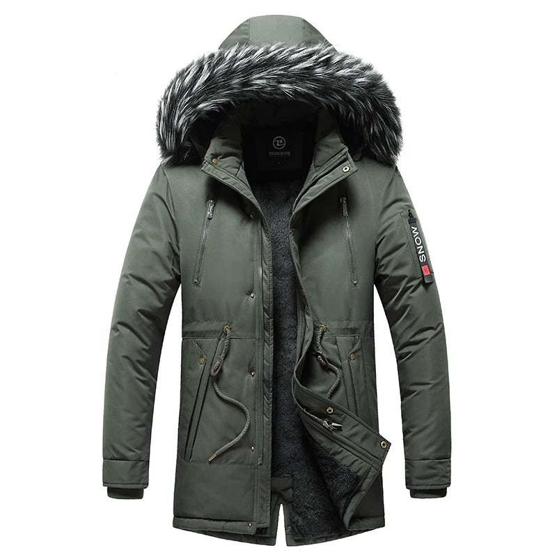 Veste d'hiver chaude pour hommes, veste parka décontractée coupe-vent en coton, manteau pour hommes, col en fourrure, vêtements d'extérieur épais, chapeau détachable, veste pour hommes