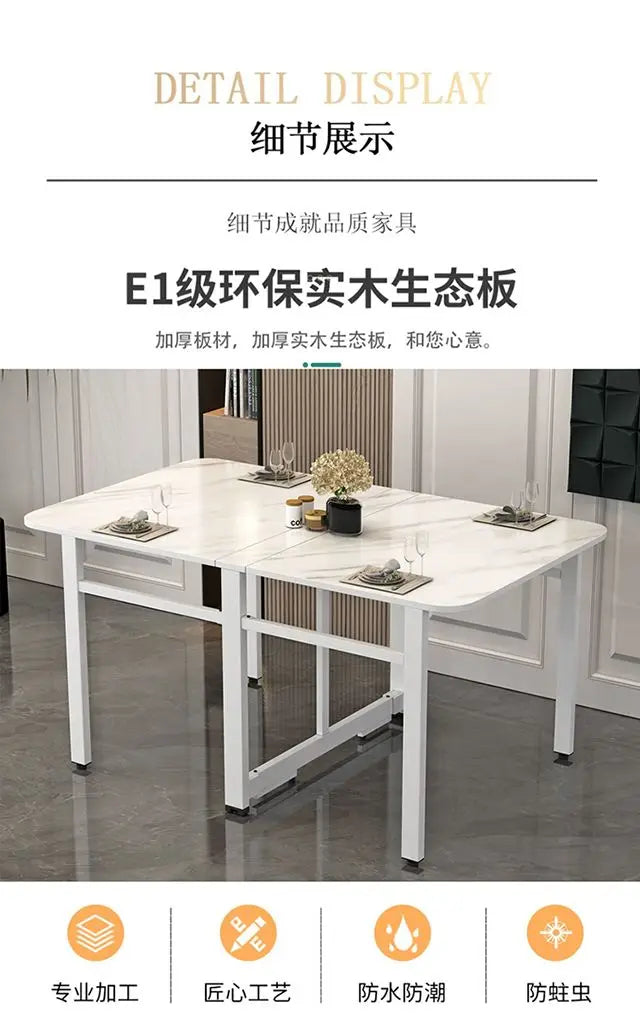 Folding Table, Solid Wood, Ultra-thin, Small Household Type, Installation Free, Simple Dining Table, Retractable, Mobile, Multi