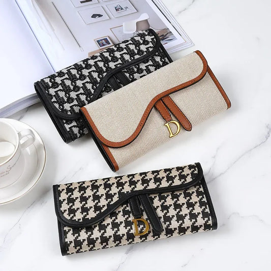 Retro Wallet Women's Long Large Capacity Buckle Multi Carda Multi Functional Trifold Handbag Card Wallets Coin Purse