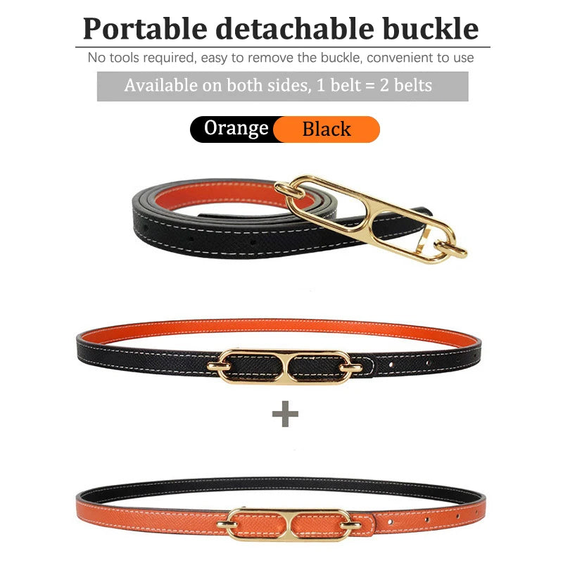 Casual Basic Porous Adjustable Double Sided Use Thin Belts For Women