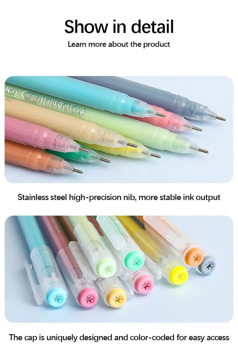 0.5mm Morandi Color Ink Gel Pen Large Capacity Handbook Pens Student Art Diy Doodling Drawing Markers Office Kawaii Stationery