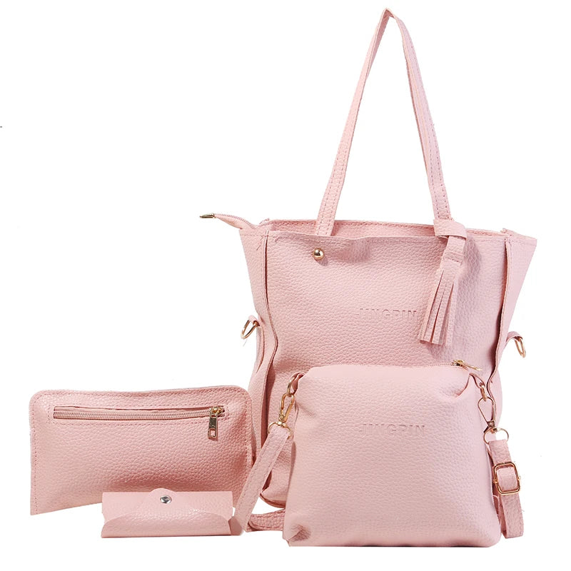 European And American Retro New Style Mother And Child Bag Pu 4-Piece Set Single Shoulder Carrying Crossbody Bag