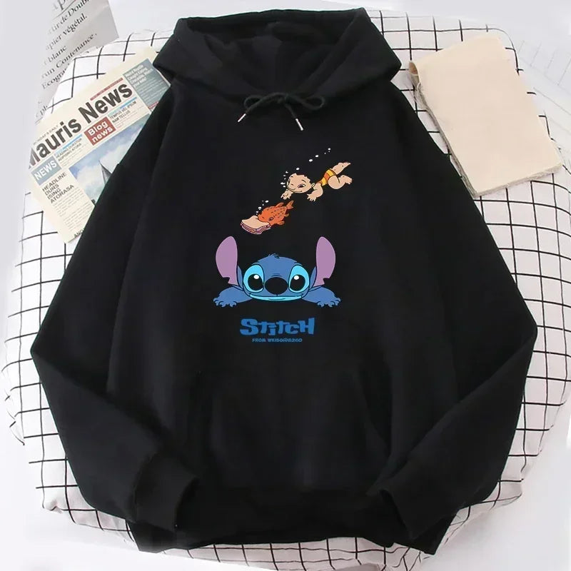 Daily Printed Stitch Men Hoodies Disney Cartoon Creative Fashion Graphics Trendy Comfortable Autumn Winter Male Sweatshirts