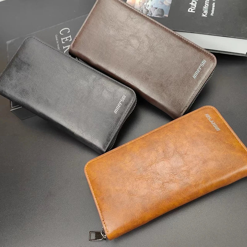 High Quality Men Wallet Long Style Credit Card Holder Male Phone Purse Zipper Large Capacity Brand PU Leather Clutch Bag For Men