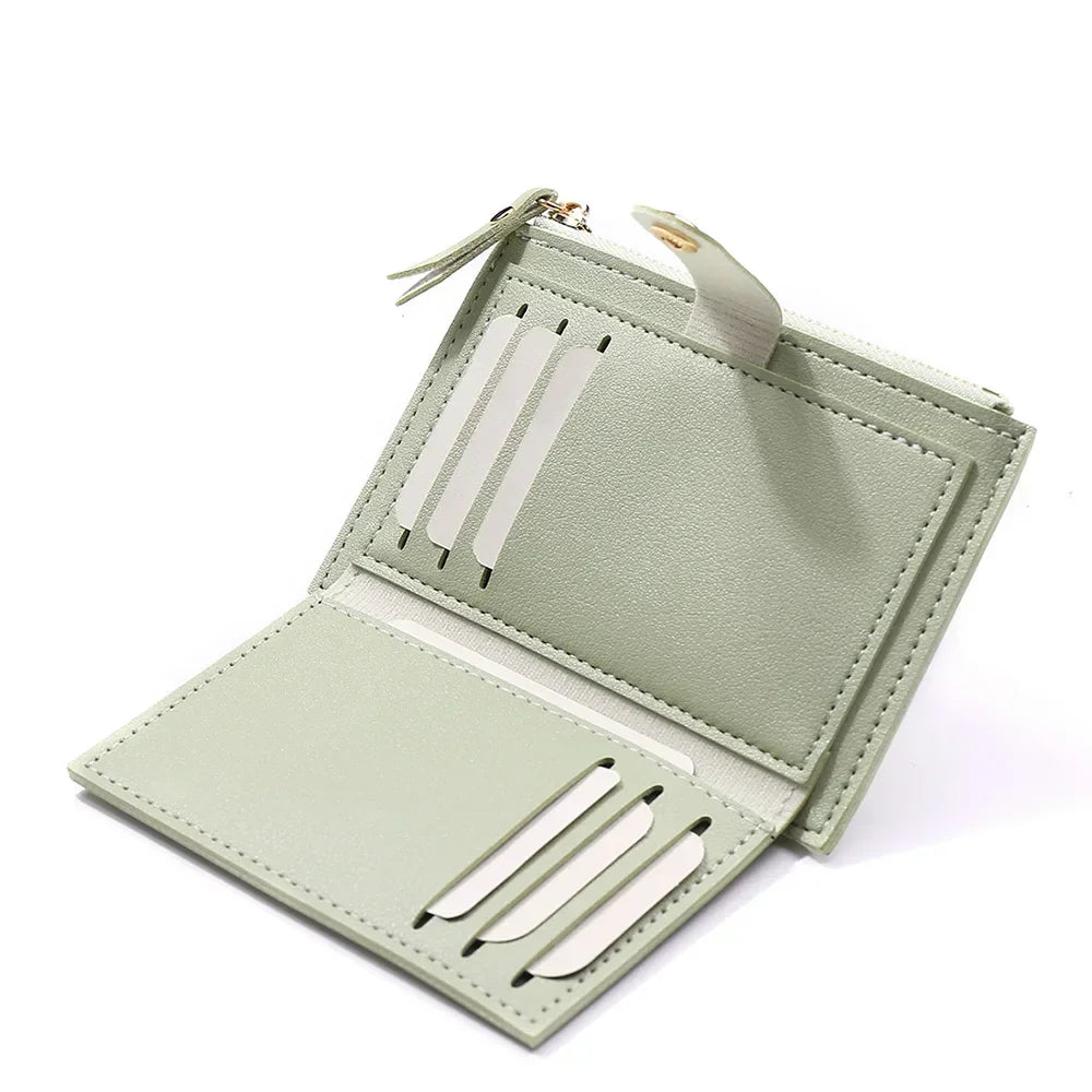 Portefeuilles tendance en cuir pour femmes, mini porte-monnaie solide, porte-cartes, petit portefeuille fin