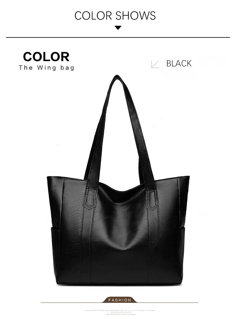 TRAVEASY 2024 Casual PU Leather Large Capacity Tote Bags for Women Fashion Solid Color Zipper Female Shoulder Bag Ladies Handbag