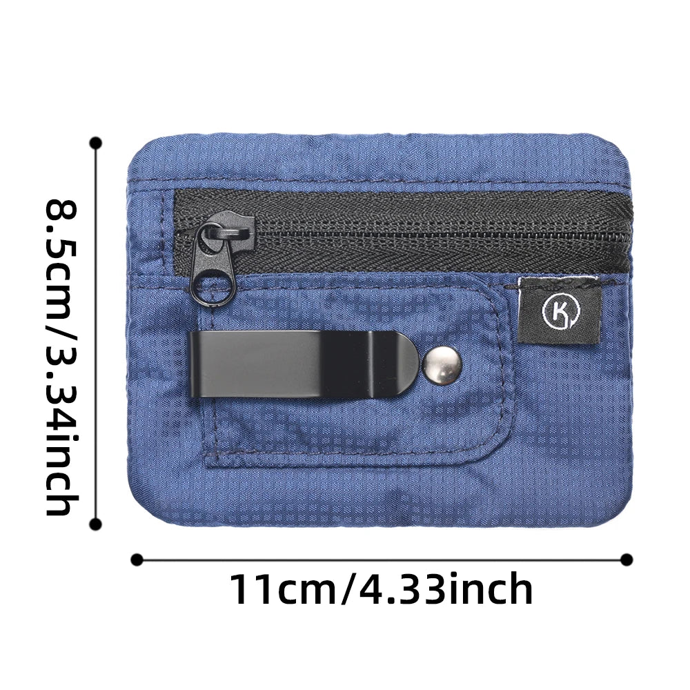 Mini Coin Purse Simple Fabric Pouch with Zipper & Belt Clip Non-braided RFID Blocking Money Bag Organizer for Cash and Coins