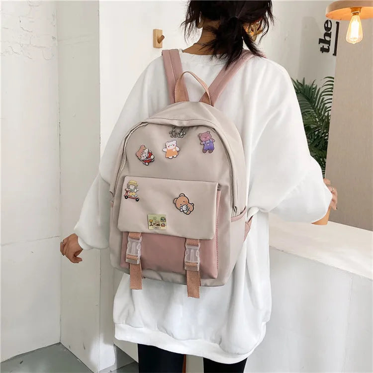 New Female Backpacks Women Cartoon High Capacity Nylon Waterproof College Backpack Trendy Women Laptop Girl Travel School Bags