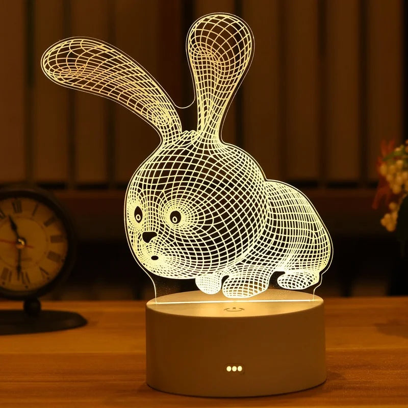 Romantic Love 3D Acrylic Led Lamp for Home Children's Night Light Table Lamp Birthday Party Decor Valentine's Day Bedside Lamp