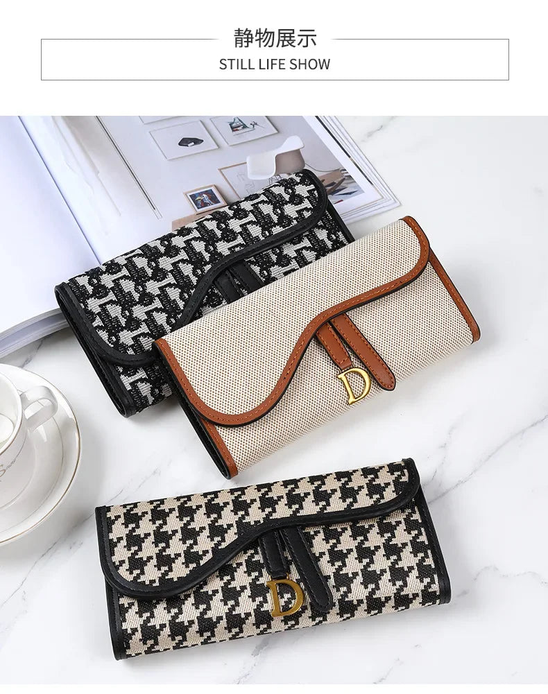 Retro Wallet Women's Long Large Capacity Buckle Multi Carda Multi Functional Trifold Handbag Card Wallets Coin Purse Cute Wallet