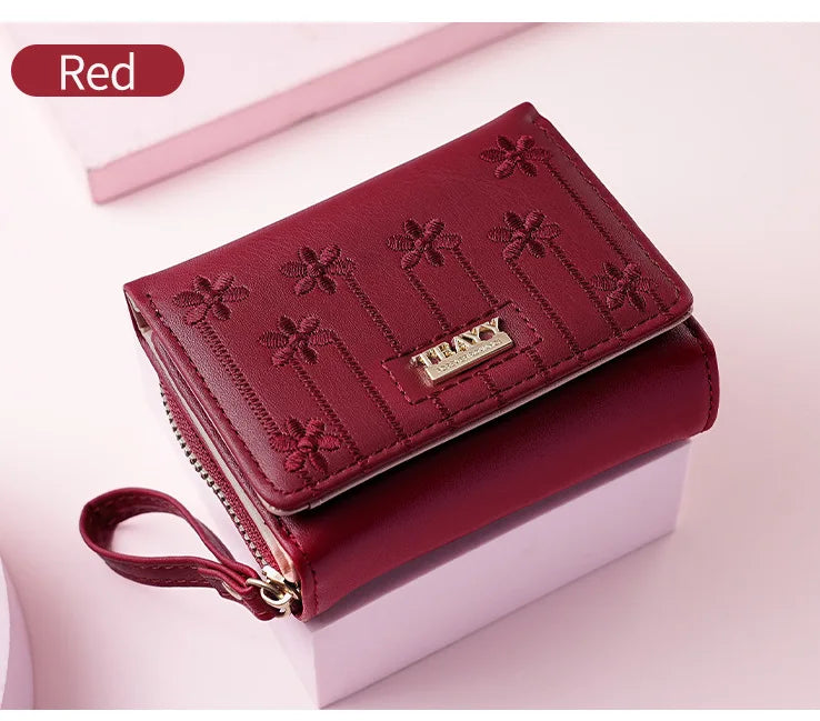 Small Women's Wallet Solid Short Pu Leather Female Wallets Hasp Coin Purse Card Holders for Girls Student 2024 Clutch Money Bag