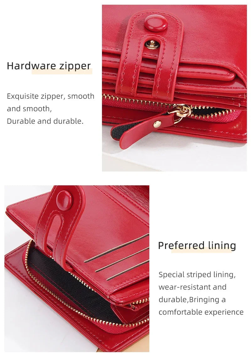 Women Wallets Large Capacity Female Leather Coin Purses Hasp Clutch ID Credit Card Holder Purse Money Bag Red Wallet for Women