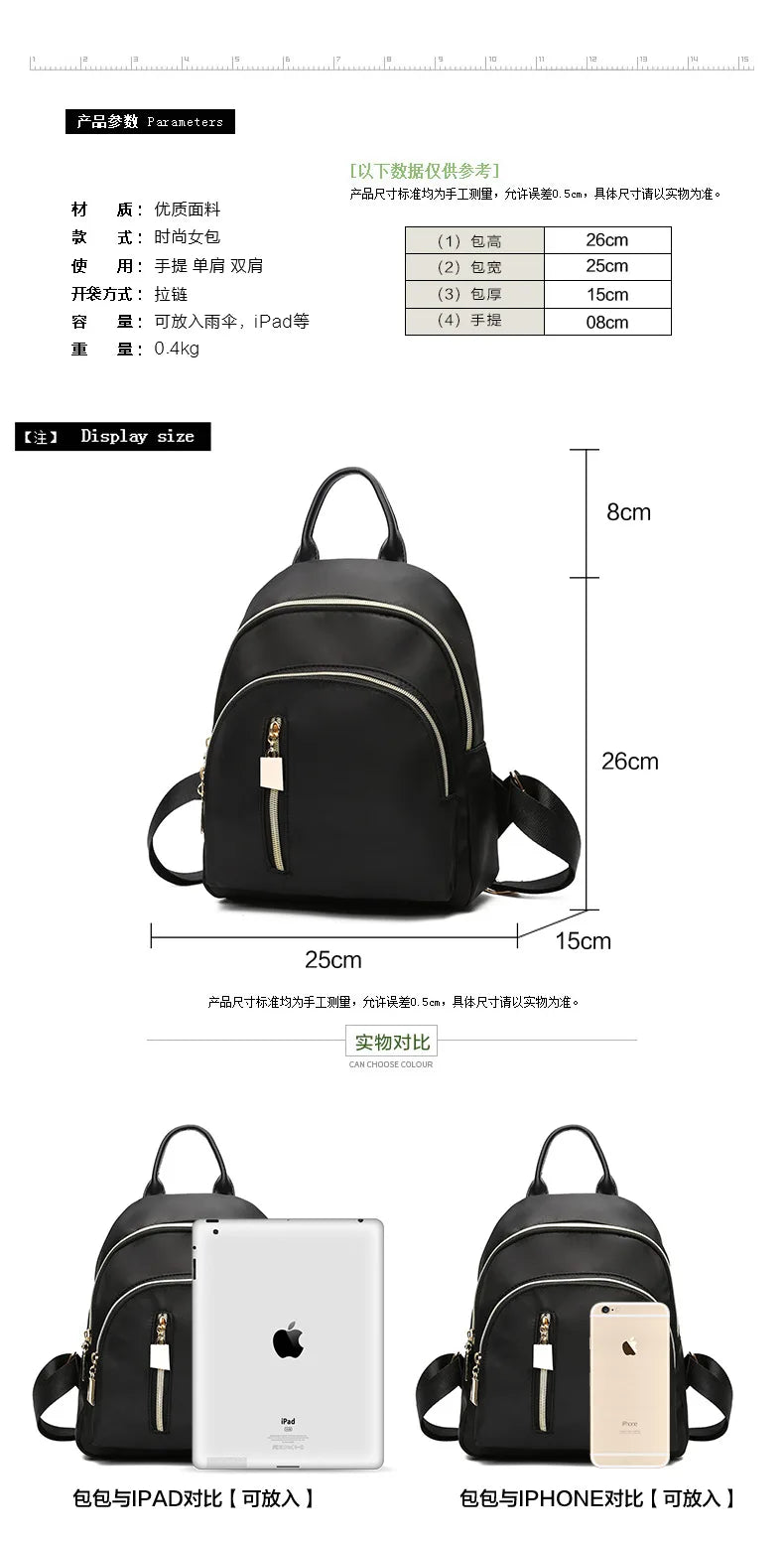 Women New Waterproof Oxford Backpack Girls Casual Black Nylon School Bags High Quality Travel Tote Backpack Shoulder Bag